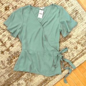 Yellow Chair / Bohme mint colored wrap blouse S
